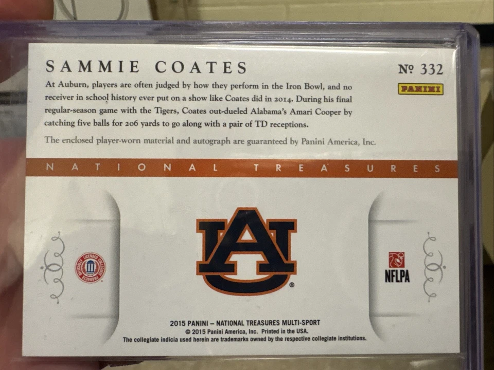 2015 National Treasures College Century Silver /25 Sammie Coates Rookie Auto RC - Image 2 of 2