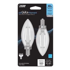 Feit White B10 E12 Candelabra Filament LED Bulb Daylight 40 Watt Equivalence