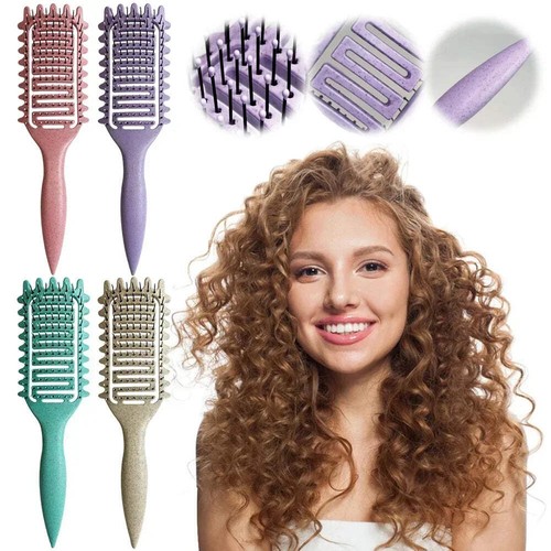 3 in 1 Curl Define Styling Brush Hollow Out Detangling Hair Brush Tangled Hair C