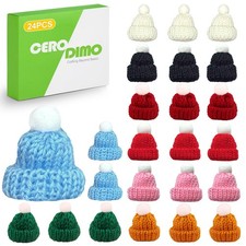 24 PCS Mini Knitting Hats Christmas Crafts Tiny Knitted Beanies Ornaments