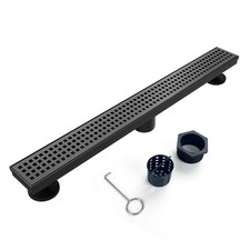 Linear Shower Drain, 48 inch Black Drain with Removable Grate Cover, Brushed ...
