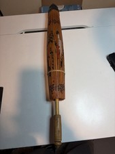 Vintage Asian Hand Painted Paper Umbrella Cranes Pine Tree Design Japan