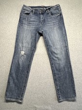 Kut From The Kloth Straight Leg Jeans Women's 12 Blue Med Wash Denim Distressed