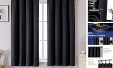 Sallyout Curtains for Bedroom 63 Inch Length 2 40"W x 63"L Pack of 2 Black