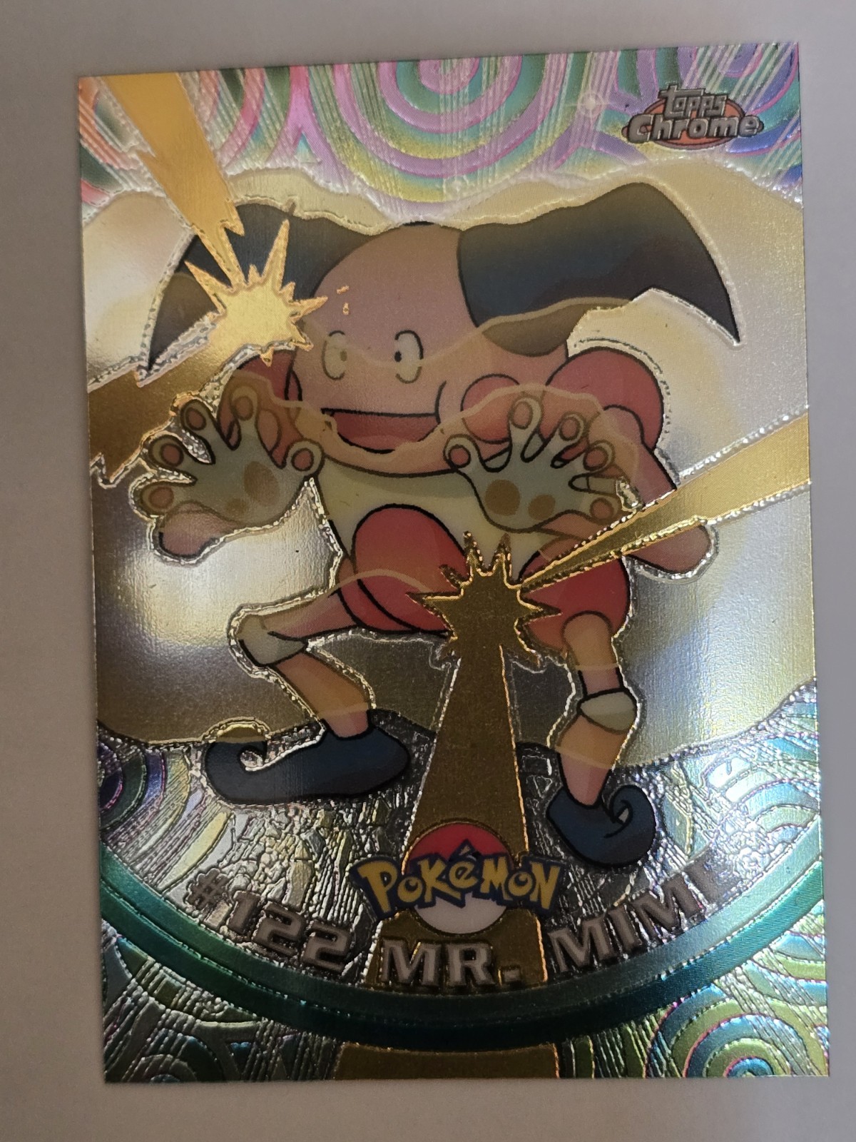 Topps Chrome Pokemon Card Mr. Mime #122 Near Mint Condition