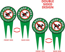 2 PCS No Dog Poop Signs for Yard, 12 x 6 inch Double Sided PLEASE KEEP OFF TH...