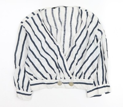 Weiße Wickelbluse Damen UK Größe S Zara