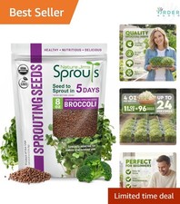 Organic Broccoli Sprouting Seeds Non-GMO 8oz Fast-Growing Microgreen Indoor O...