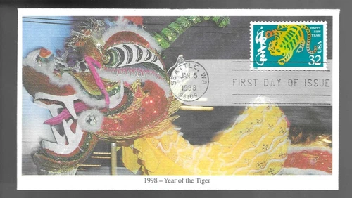 1998 Chinese New Year  Scott 3179 FDC; Mystic cachet; Year of the Tiger