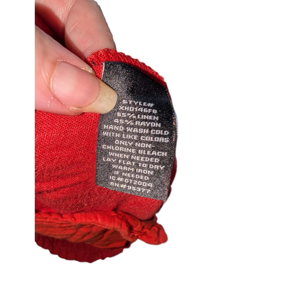 Sanctuary Shorts Womens Size Medium Red Linen Blend Elastic Waist Front Pockets - Image 3 of 4