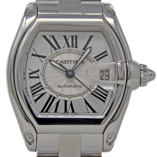 Cartier W62025V3 Roadster Large Stainless Steel Silver Roman A...