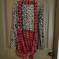 Crazy Train Tartan Plaid Cheetah Kimono Duster Coverup Flowy Boho Western 3XL