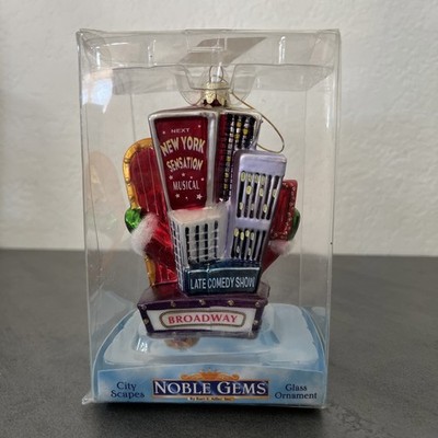 Kurt Adler Santa Claus Broadway Glass Holiday Christmas Ornament NYC Decoration