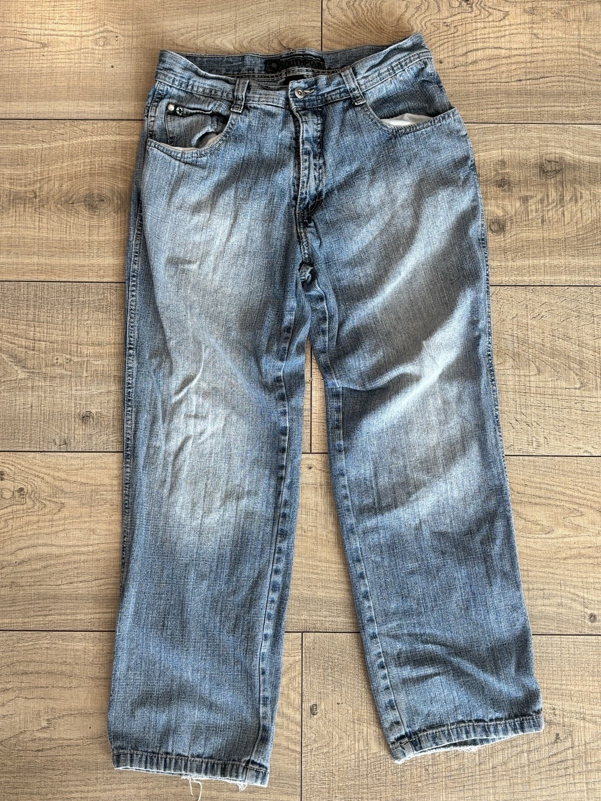 Southpole Men's Blue Denim Straight Jeans Cotton Button Zip 5-Pocket Medium Wash
