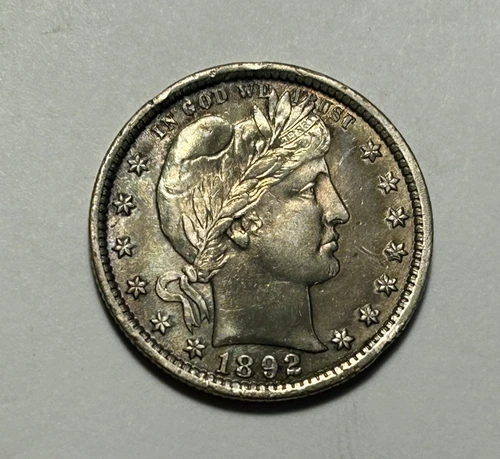 1892 BARBER QUARTER AU DETAILS