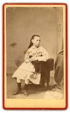 Antique Cdv Circa 1870s C.b. Manville Cute Young Girl In Dress Neenah Wisconsin