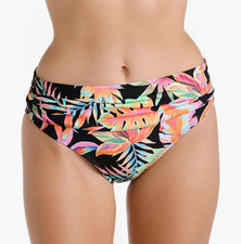 La Blanca Womens Island Goddess Shirred Band Hipster Bikini Bottom Black Size 10