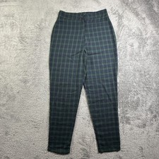 Nasty Gal Collection Womens 6 Green Navy Tartan Plaid Tapered Trousers Pants