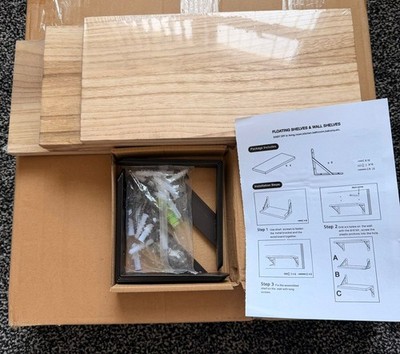 Schwebendes Wandregal rustikal Holzvitrine für Küche Schlafzimmer - 4 Ablagen