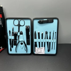 (2) 12 Trousse de manucure en pièces - Pantoufles à ongles - Trésorerie élégante - Beauté - noir