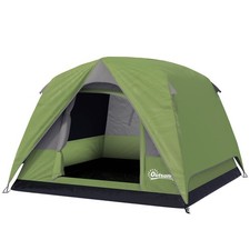 Outsunny Tenda da Campeggio 3 Posti Impermeabile 2x2x1.35m e Borsa Verde