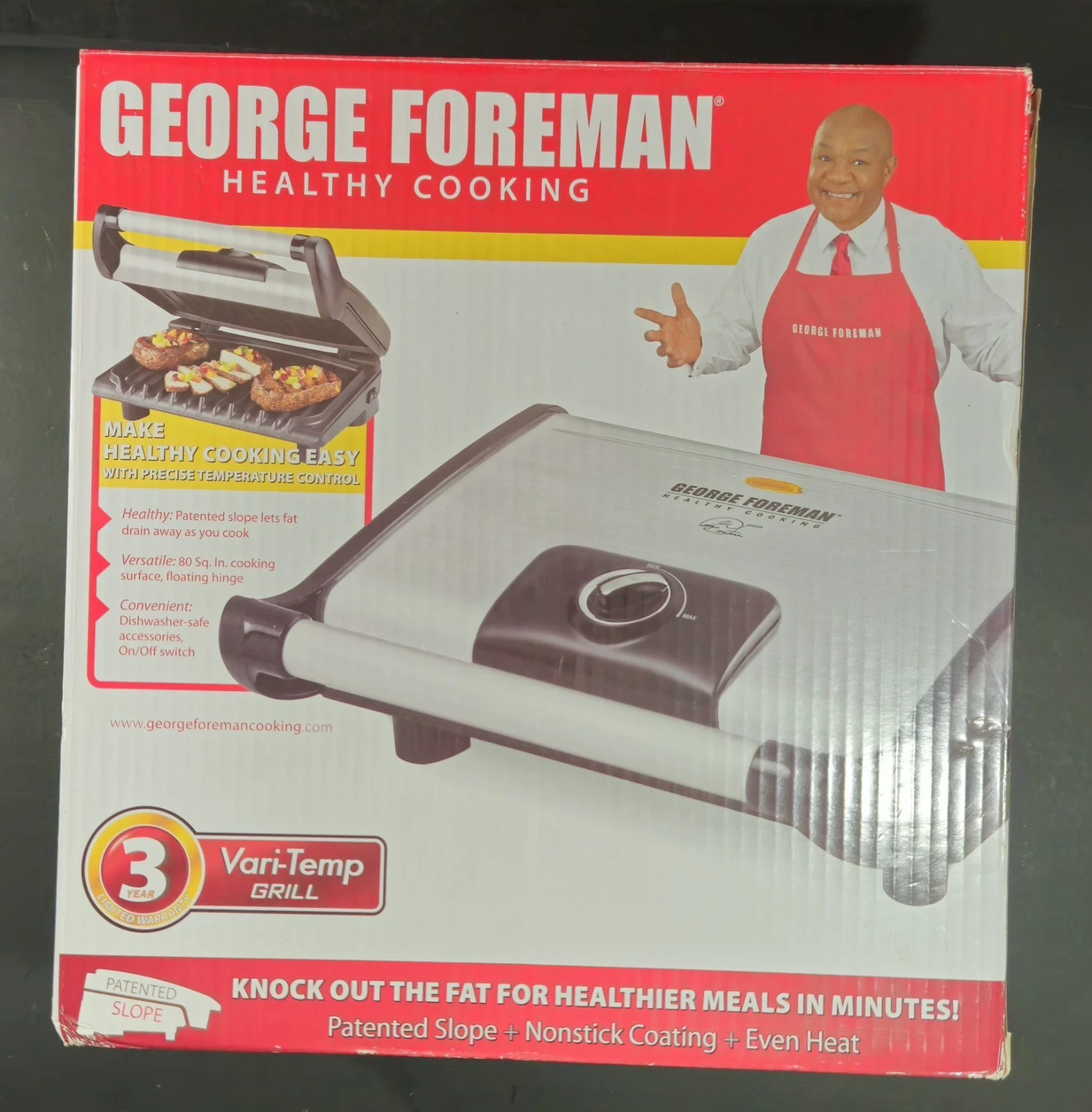 George Foreman Vari-Temp Grill Model # GR0080S ~ 80 Sq. In. Cooking Surface