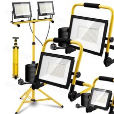 LED Fluter Flutlicht 50/100/200W Scheinwerfer Baustrahler mit Stativ + Stecker