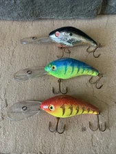 VINTAGE LOT 3 MANN CRANKBAITS MANN’S LURES CRAWFISH DEEP DIVER 20+ WALLEYE