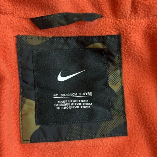 Nike H2O-Dri Hooded Puffer Boy’s 4T (Size 3-4) Camouflage Jacket Fleece Lined - Picture 7 of 12