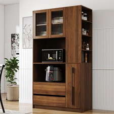 70.87" Tall Kitchen Pantry Cabinet Freestanding Food Hutch with Microwave Stand
