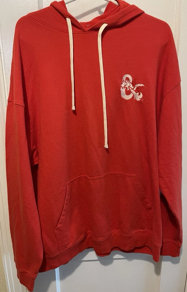 Dungeon And Dragon Vintage XL Rojo Sudadera con Capucha Pullover Bolsillo Dragón Logo Algodón Foto 4 de 4