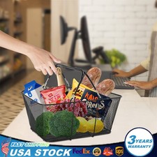 12 PCS Shopping Baskets With Handles Black Metal Shopping Basket Stackable Iron
