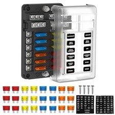 12 Way Fuse Block Box 12V/24V DC, ATC/ATO Fuse Panel -12 Way