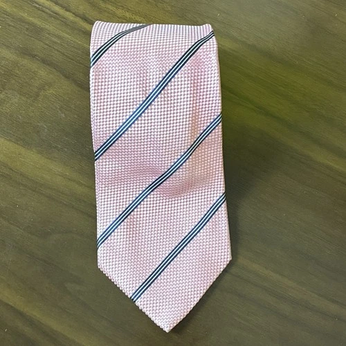 Banana Republic Pink & Black Striped Grenadine Tie Made In Italy