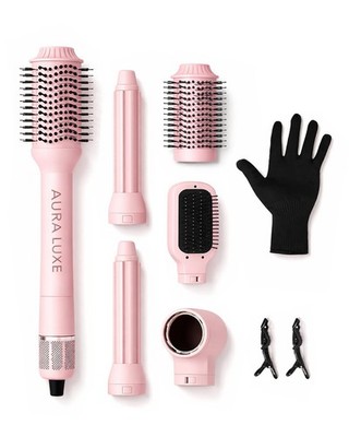 5-in-1 Blow Dryer Brush Set Pink, Ionic Hot Brush with Ceramic Tourmaline Met...