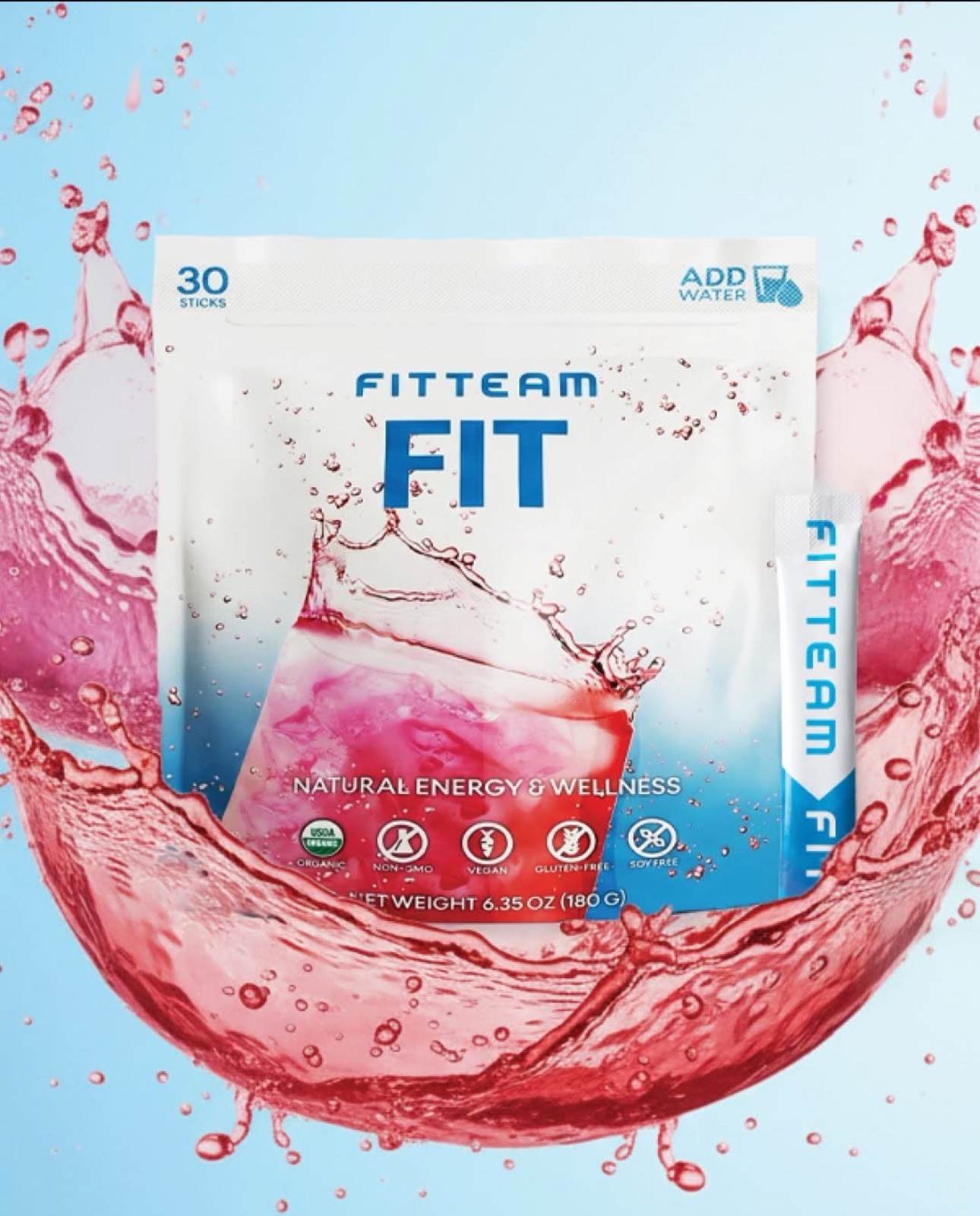 FITTEAM FIT Energy & Fat Loss Drink - Organic & NON-GMO - PACK OF 3 Authentic