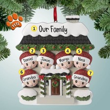 Personalized Christmas Ornament - Holiday Home Family - Family of 6