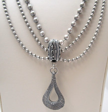Silpada Full Sterling Silver Beaded Necklace with Raindrop Pendant