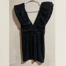 Elle Zeitoune Marla black sequins mini dress