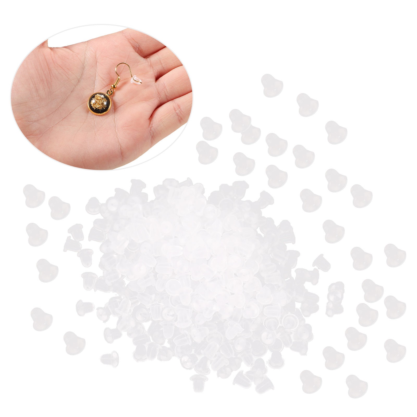 500pcs Transparent Silicone Earrings Back Earrings Backing Earplug Accessory