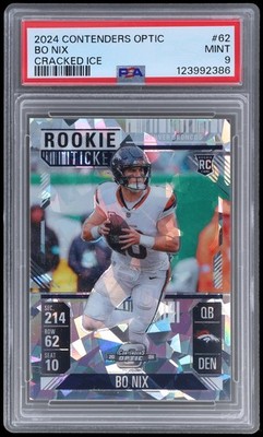 2024 Panini Contenders Optic Bo Nix #62 PSA 9 Rookie Ticket Cracked Ice 1/22 RC