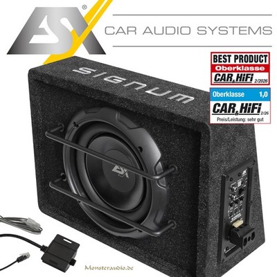 ESX SXB8A flacher 450 Watt aktiv Subwoofer 20cm Auto Aktivsub klein Verstärker