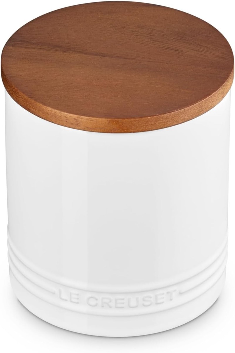 Le Creuset 1.2 qt Wood Lid Salt Cellar White Signature XL Storage