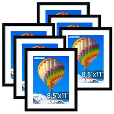 8.5x11 Picture Frame Set of 6, Black Photo Frame with HD Plexiglass, Display ...