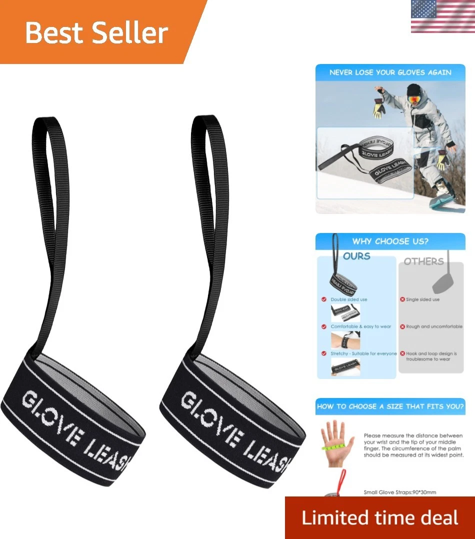 Ski Glove Leash, Comfy Elastic Glove Straps for Skiing, Perfect Mountaineerin...