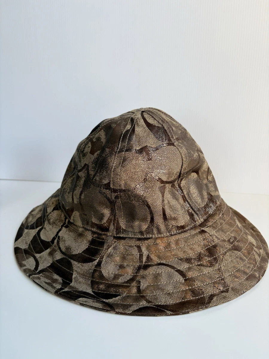 Coach signature jacquard Bucket Hat Metallic Bronze Color size Small  EUC Coach signature jacquard Bucket Hat Metallic Bronze Color  main image 2