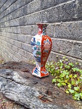 Antique Japanese Imari Hexagonal Porcelain Vase. Hand Painted Edo