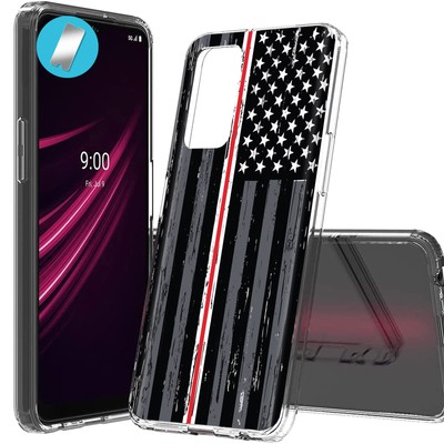 Cover Case for T-Mobile REVVL V Plus 5G,Red White Line Flag,+Glass Protector