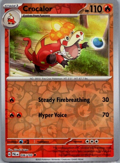 Crocalor 036/193 Reverse Holo Pokemon Card TCG Cards Collecting 