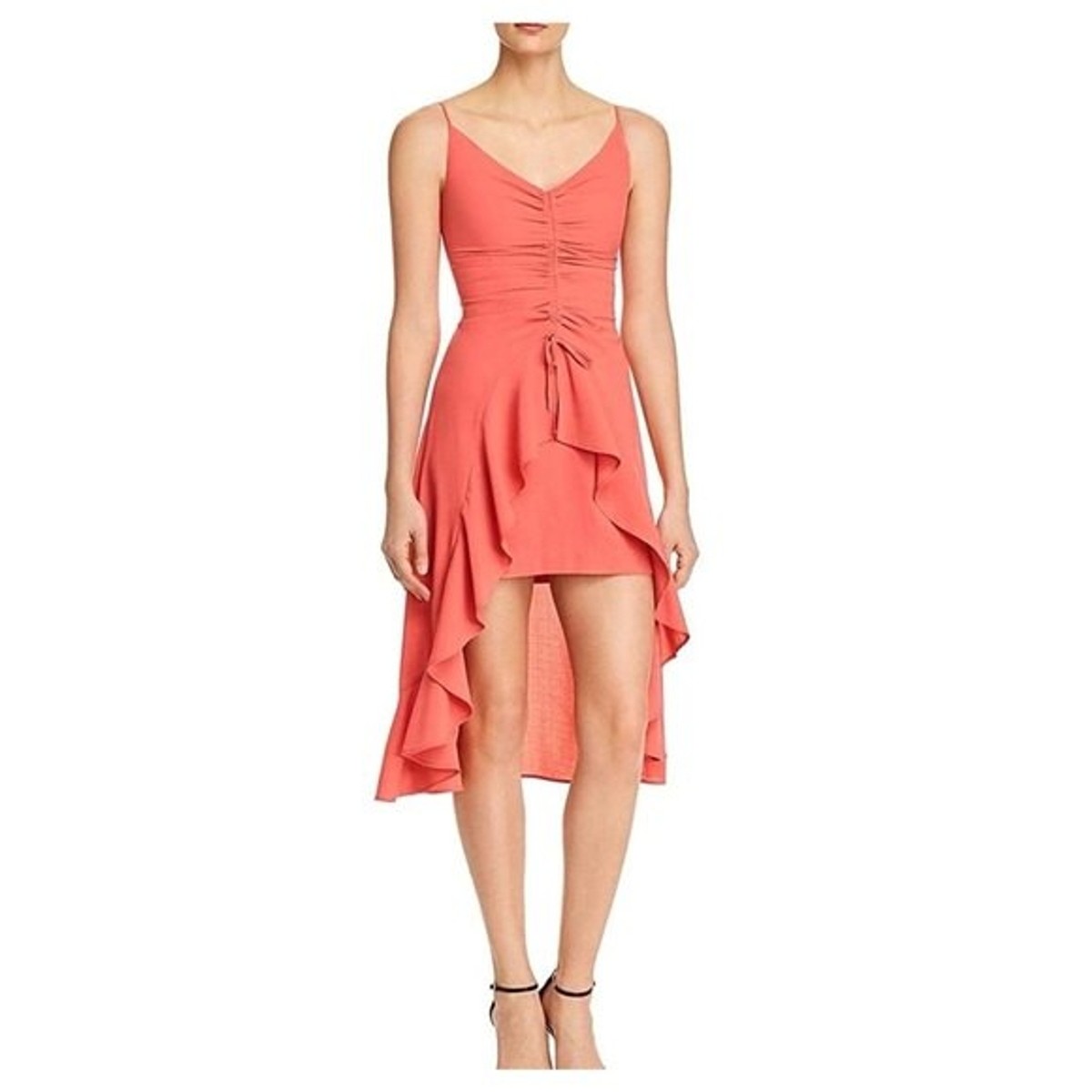 frill hem mini dress Effortless Chic: Solid Color Wide Strap Ruffle Hem Mini Dress